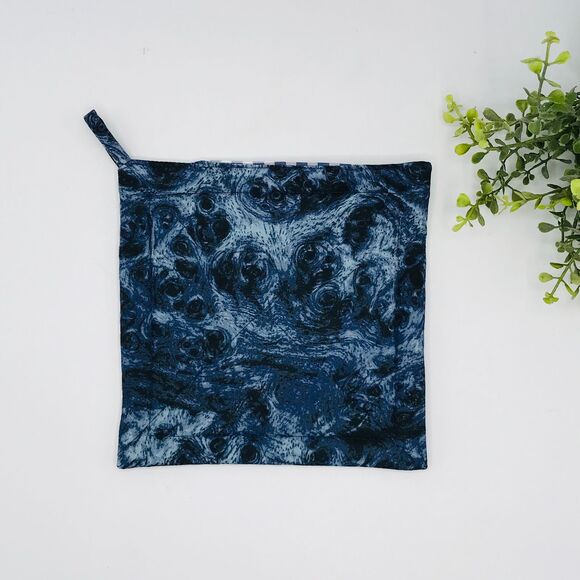 Oven Mitt, Finger Hotpad, and Potholder, Navy Blue Gingham, 3 Pc Baking Gift Set - Picture 6 of 10